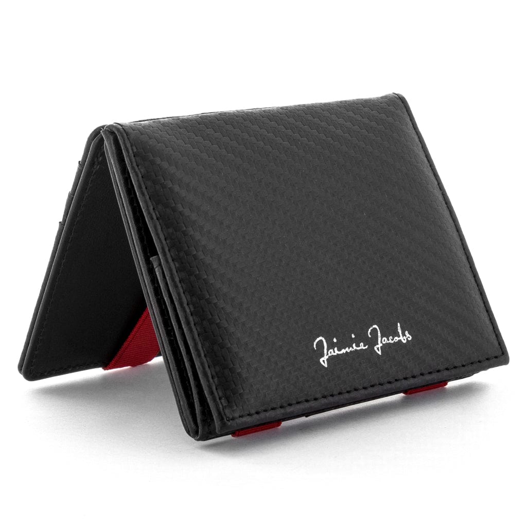 Jaimie Jacobs Geldbeutel Portemonnaie Carbon with Red Flap Boy - Magic Wallet with Coin Pocket Flap Boy Magic Wallet with Coin Pocket Genuine Leather