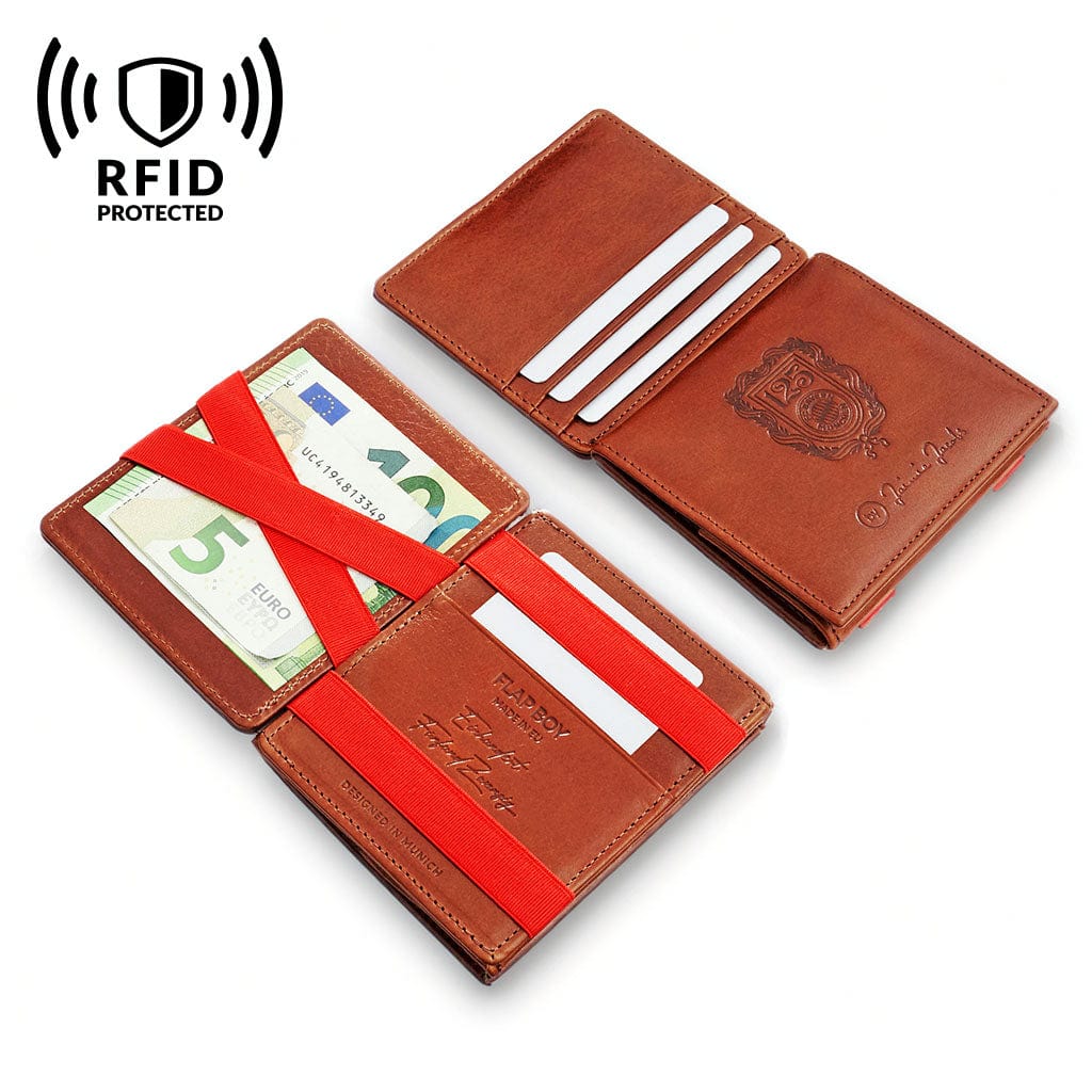 Jaimie Jacobs Geldbeutel Portemonnaie Dark Brown with Red Flap Boy FC Bayern München 125 Years Edition Magic Wallet with Coin Pocket Flap Boy FC Bayern Munich 125 Years Edition magic wallet