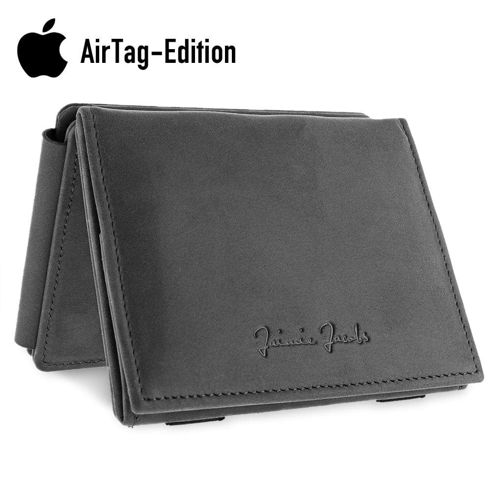 Jaimie Jacobs Geldbeutel Portemonnaie Buffalo Leather Black Flap Boy XL AirTag-Edition - Magic Wallet with Coin Pocket Flap Boy XL AirTag-Edition - Magic Wallet with Coin Pocket 